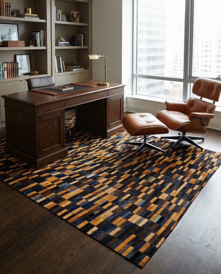 Detail image of 4' 11 x 7' 10 Cowhide - Patchwork Rug