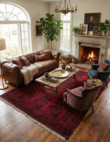 8' 2 x 10' 10 Hand Knotted Afghan Akhche Oriental Wool Rug