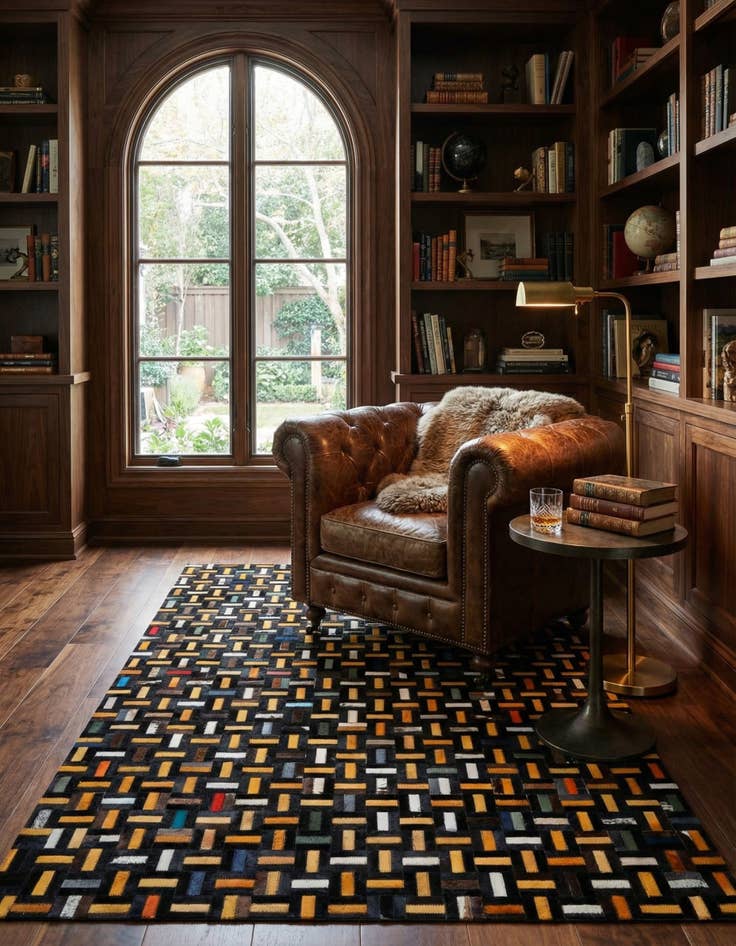 Detail image of  4' 11 x 7' 10 Cowhide - Patchwork Rug