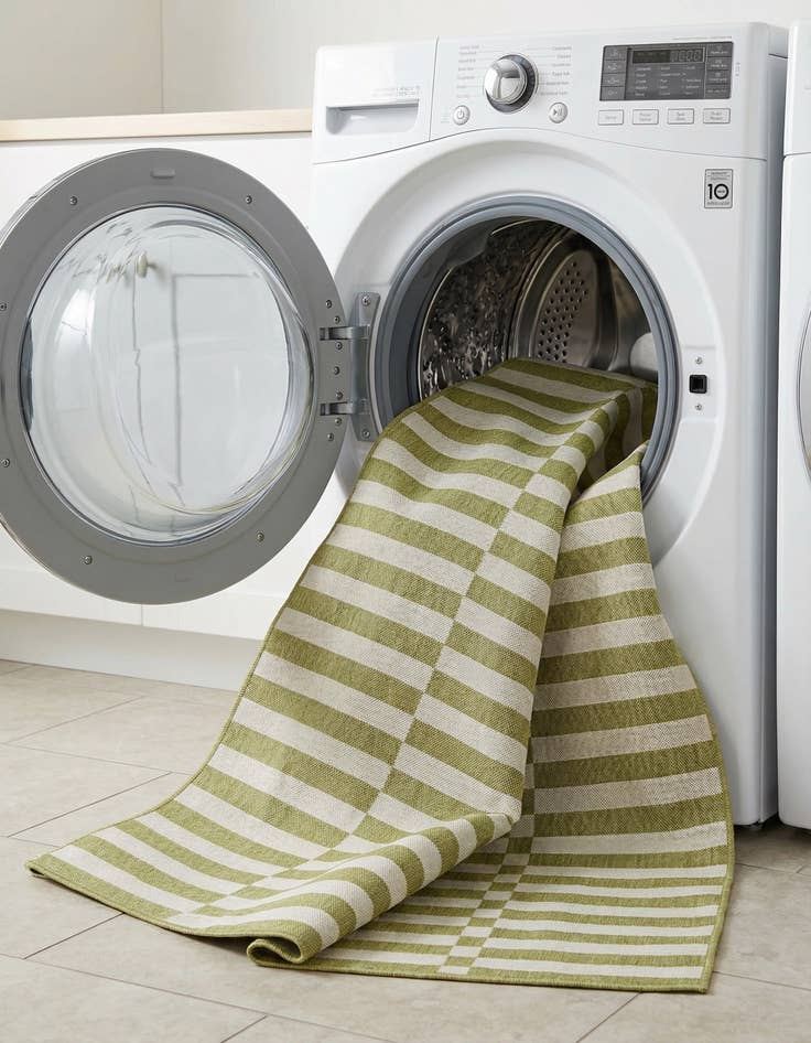 Detail image of 7' 10 x 10'  Washable Striped Indoor / Outdoor Rug