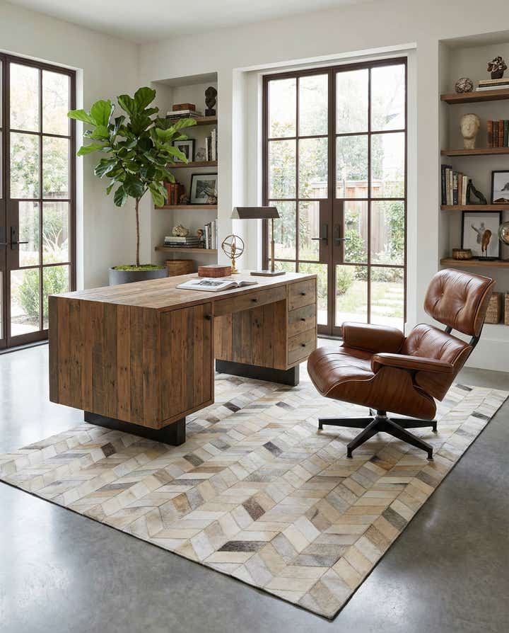 5' x 8' Cowhide Leather Rug