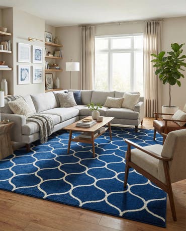  7' 10 x 11' Lattice Frieze Rug