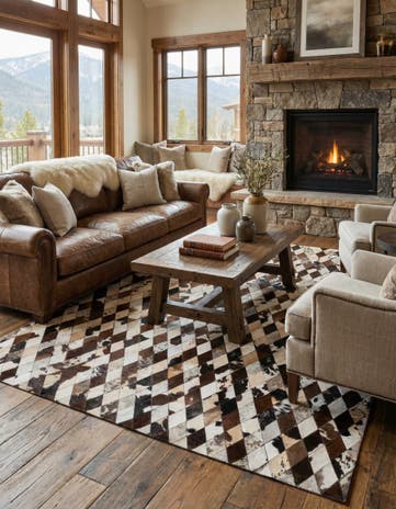 6' 7 x 9' 11 Cowhide Stocks Rug