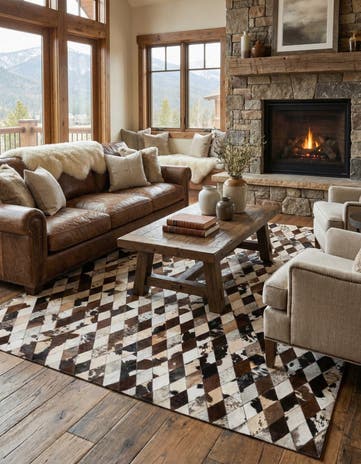6' 7 x 9' 11 Cowhide Stocks Rug
