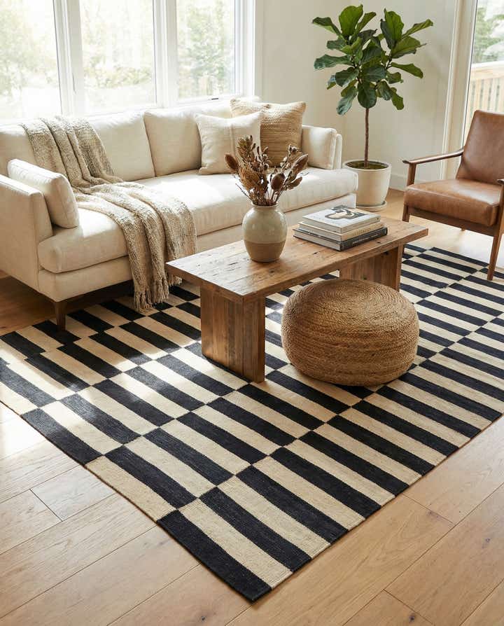 4' 11 x 6' 9 Hand Woven Kilim Modern Wool Rug