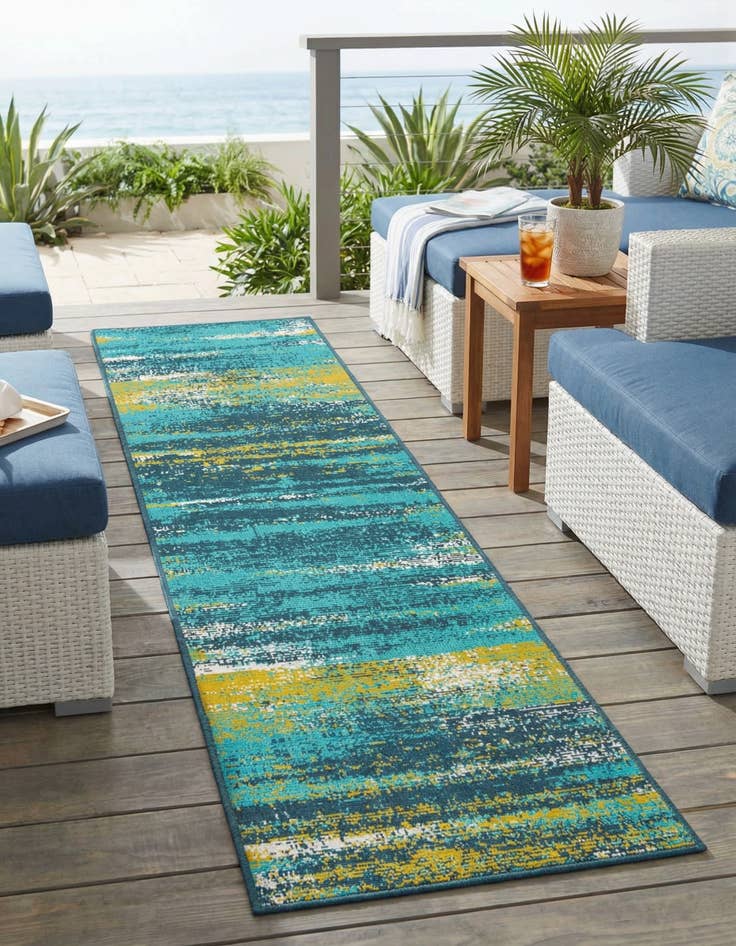 Detail image of 2' x 8'  Washable Coastal Indoor / Outdoor Runner Rug