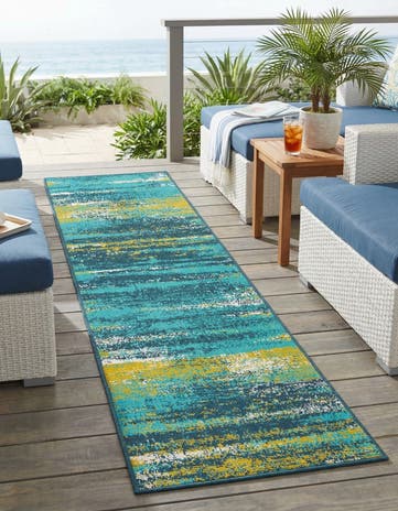 2' x 8' Easy-Clean Coastal Indoor / Outdoor Runner Rug