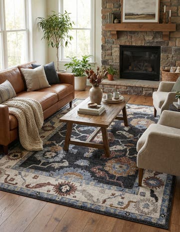 Charcoal Gray Eco Traditional Rug