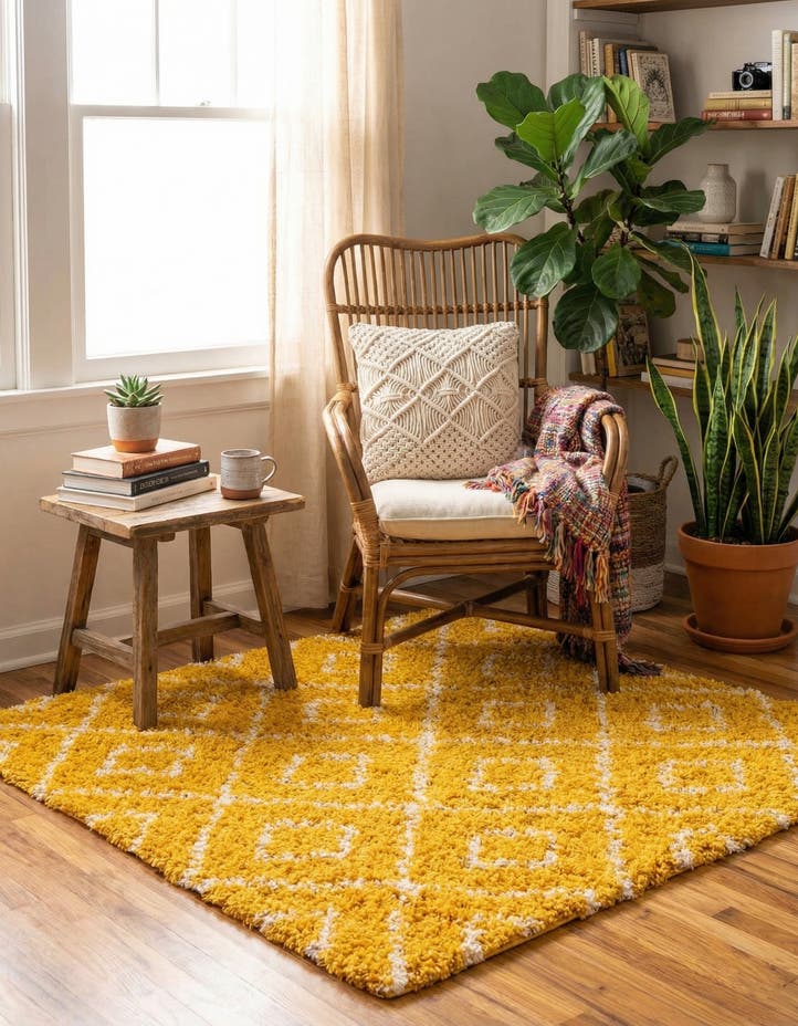 3' 3 x 3' 3 Lattice Shag Square Rug