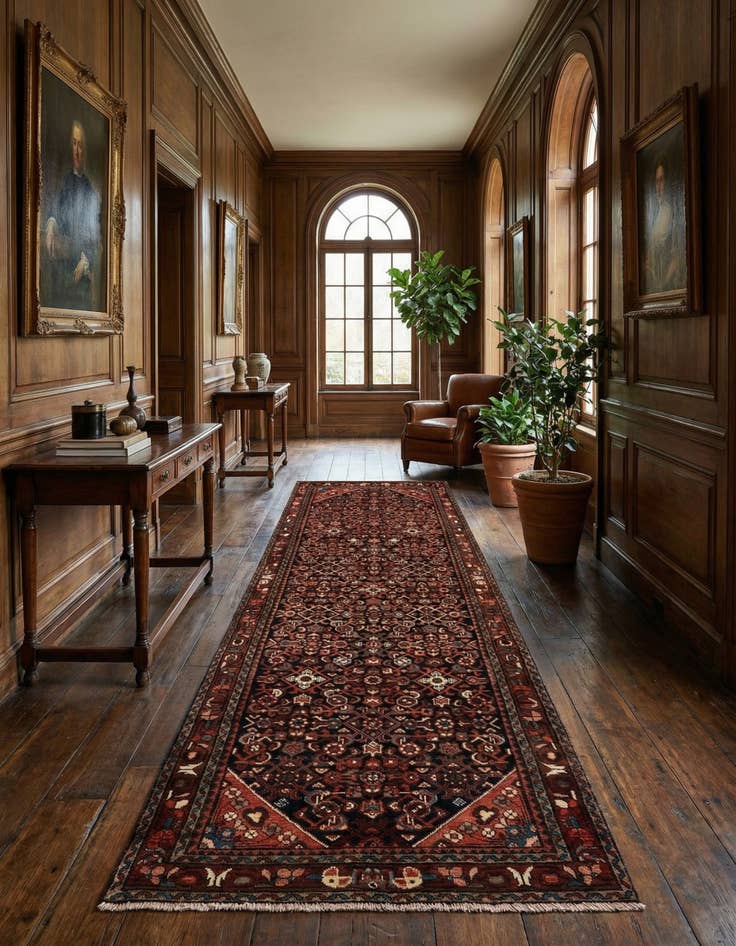 Detail image of 3' 4 x 10' 5 Hand Knotted Endjalas Persian Wool Runner Rug