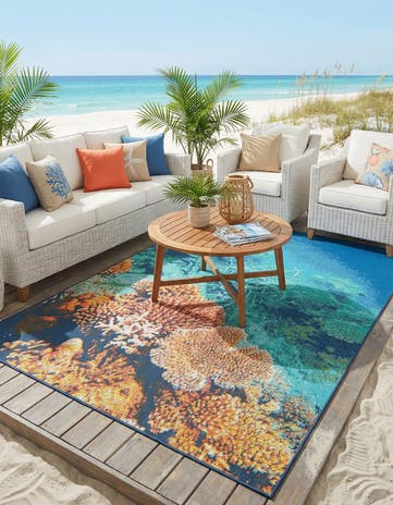 Easy-Clean Coastal Indoor / Outdoor Rug