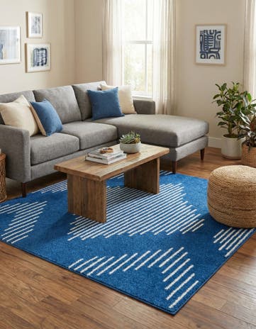 Navy Blue Kai Square Rug