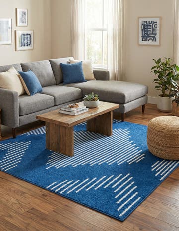 Navy Blue Kai Square Rug