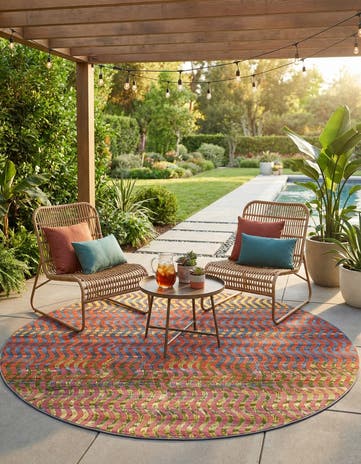8' x 8' Easy-Clean Modern Indoor / Outdoor Round Rug