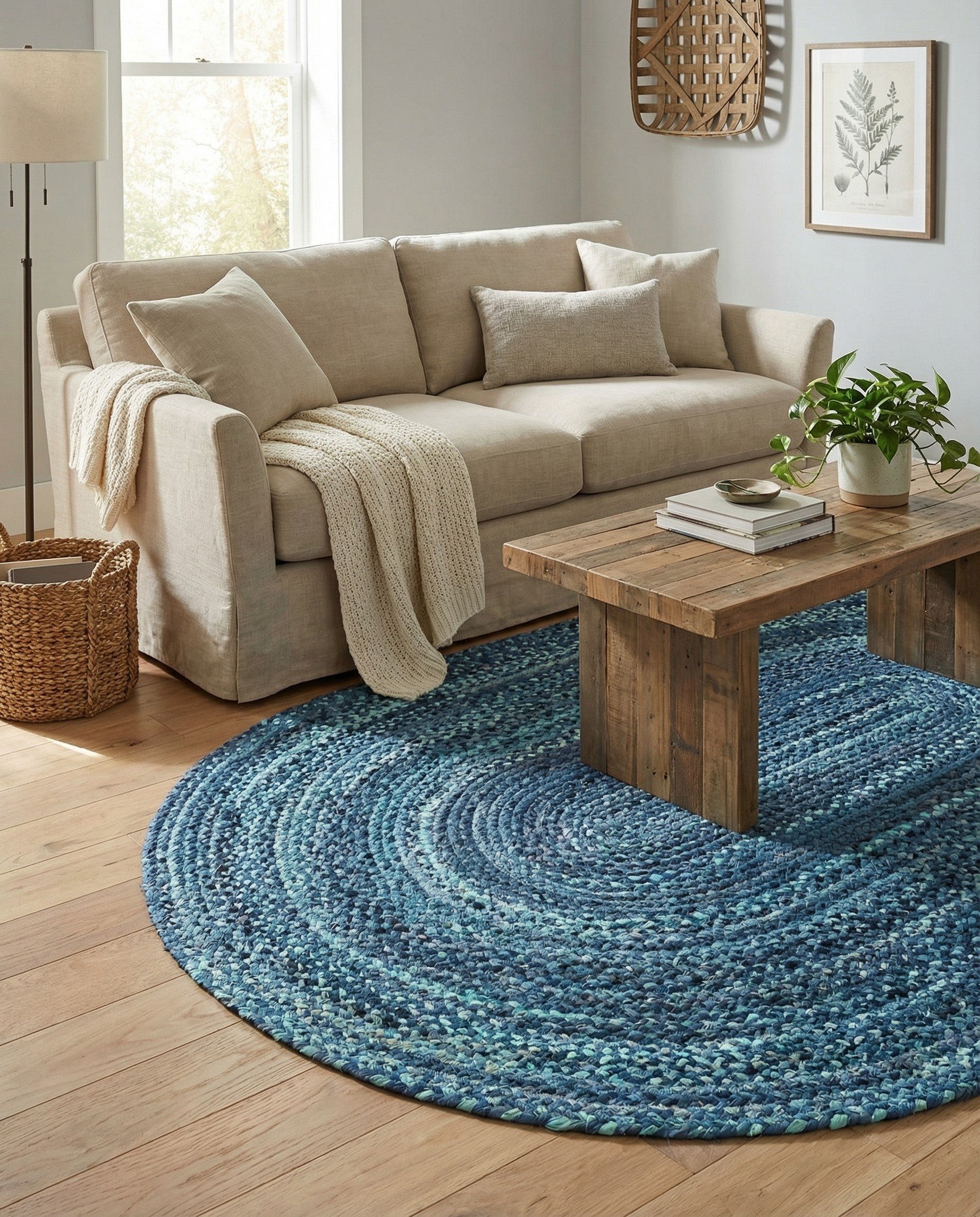  5' 1 x 8'  Hand Braided Chindi Oval Rug