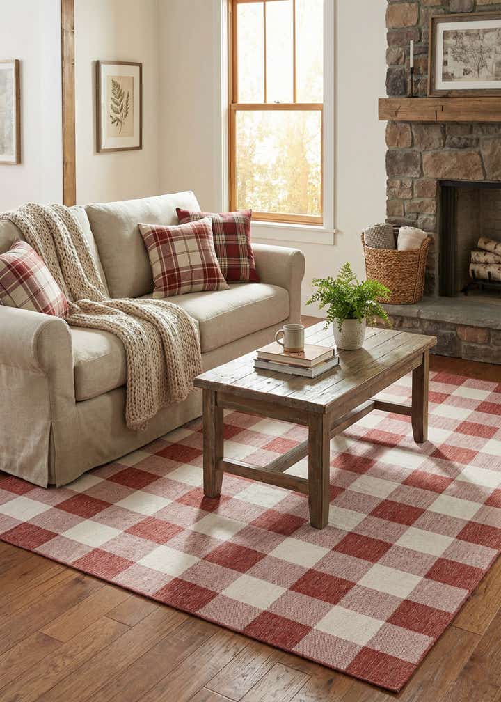 9' x 12' Easy-Clean Checkered Indoor / Outdoor Rug