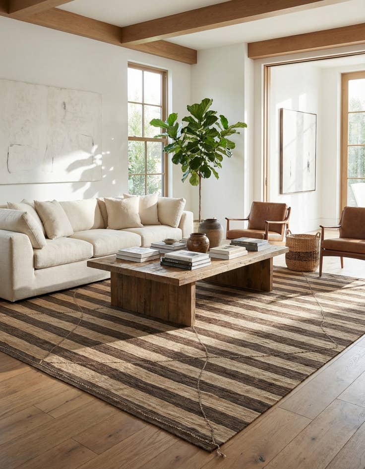 Detail image of 12' 9 x 13' 10 Hand Knotted Moroccan Wool Square Rug
