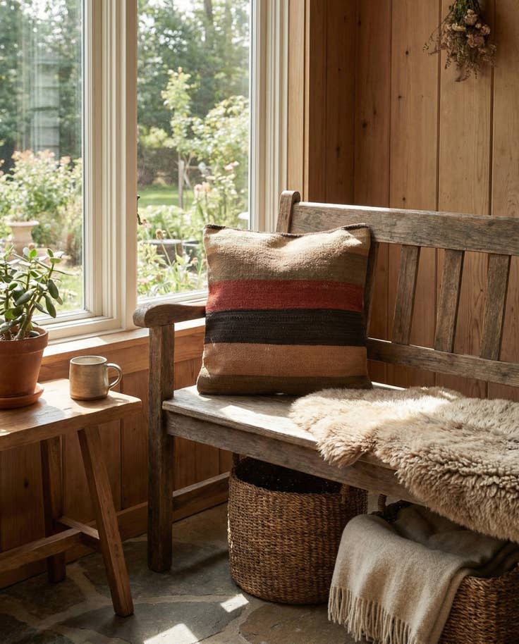 Detail image of 1' 4 x 1' 6 Hand Woven Pillow Wool Square Rug