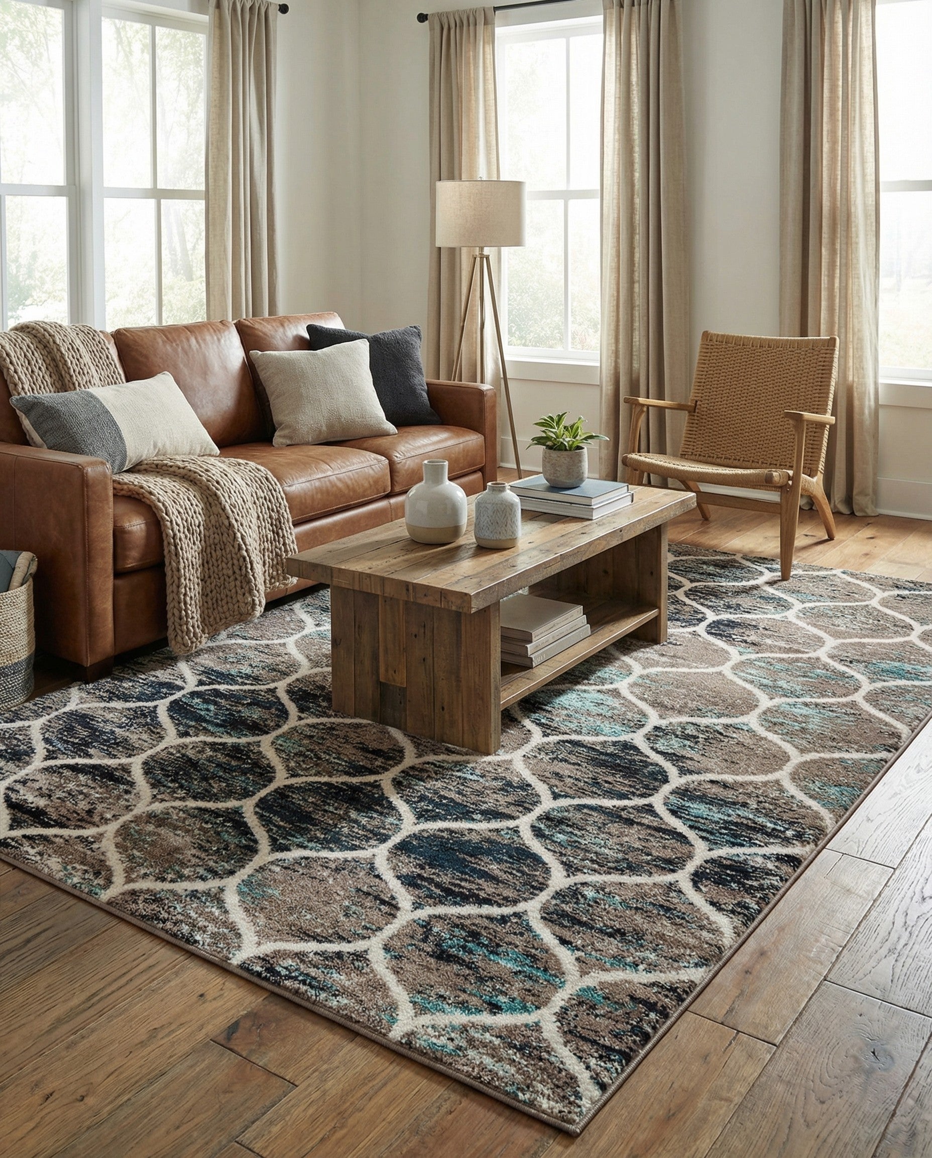  6' x 9' Lattice Frieze Rug