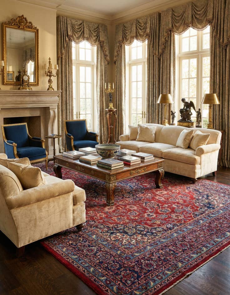 Detail image of 10' x 12' 10  Hand Knotted Mashad Persian Wool Rug