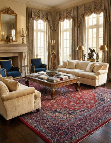 10' x 12' 10 Hand Knotted Mashad Persian Wool Rug
