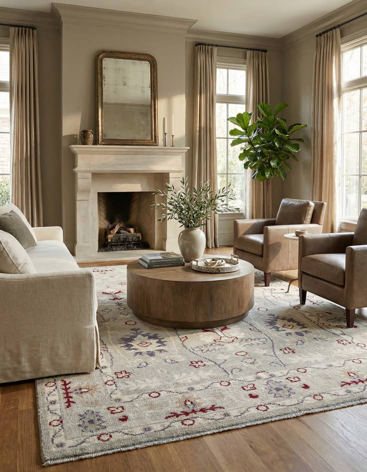 Detail image of 7' 10 x 10' 3 Hand Knotted Oushak Wool Rug