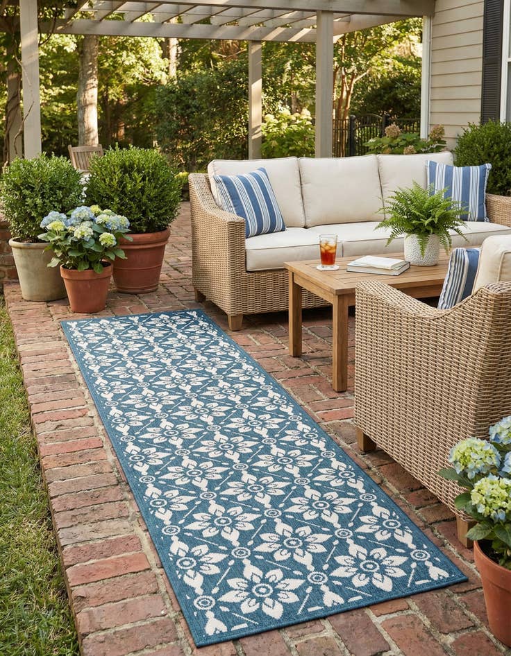 Detail image of 2' 7 x 10'  Washable Trellis Indoor / Outdoor Runner Rug