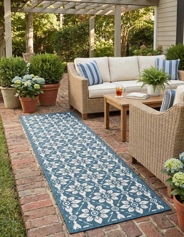 2' 7 x 10' Easy-Clean Lattice Indoor / Outdoor Runner Rug