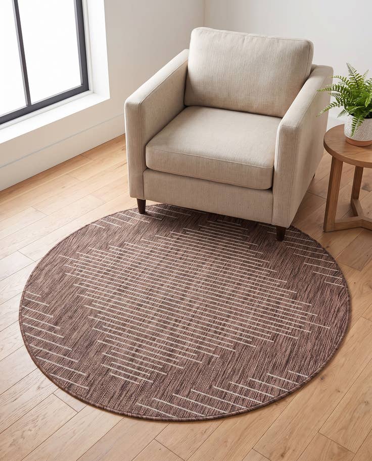 Detail image of 4' x 4' Easy-Clean Modern Indoor / Outdoor Round Rug