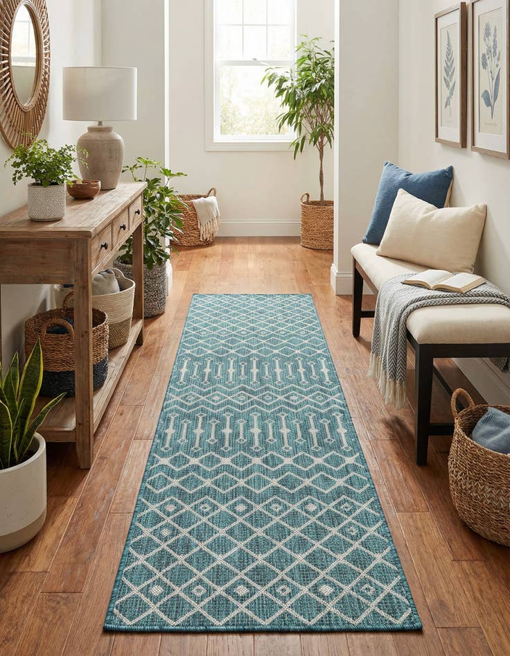 Detail image of 2' x 8'  Washable Trellis Indoor / Outdoor Runner Rug