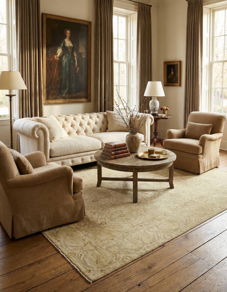 Detail image of 5' 7 x 7' 9  Hand Knotted Peshawar Ziegler Wool Rug