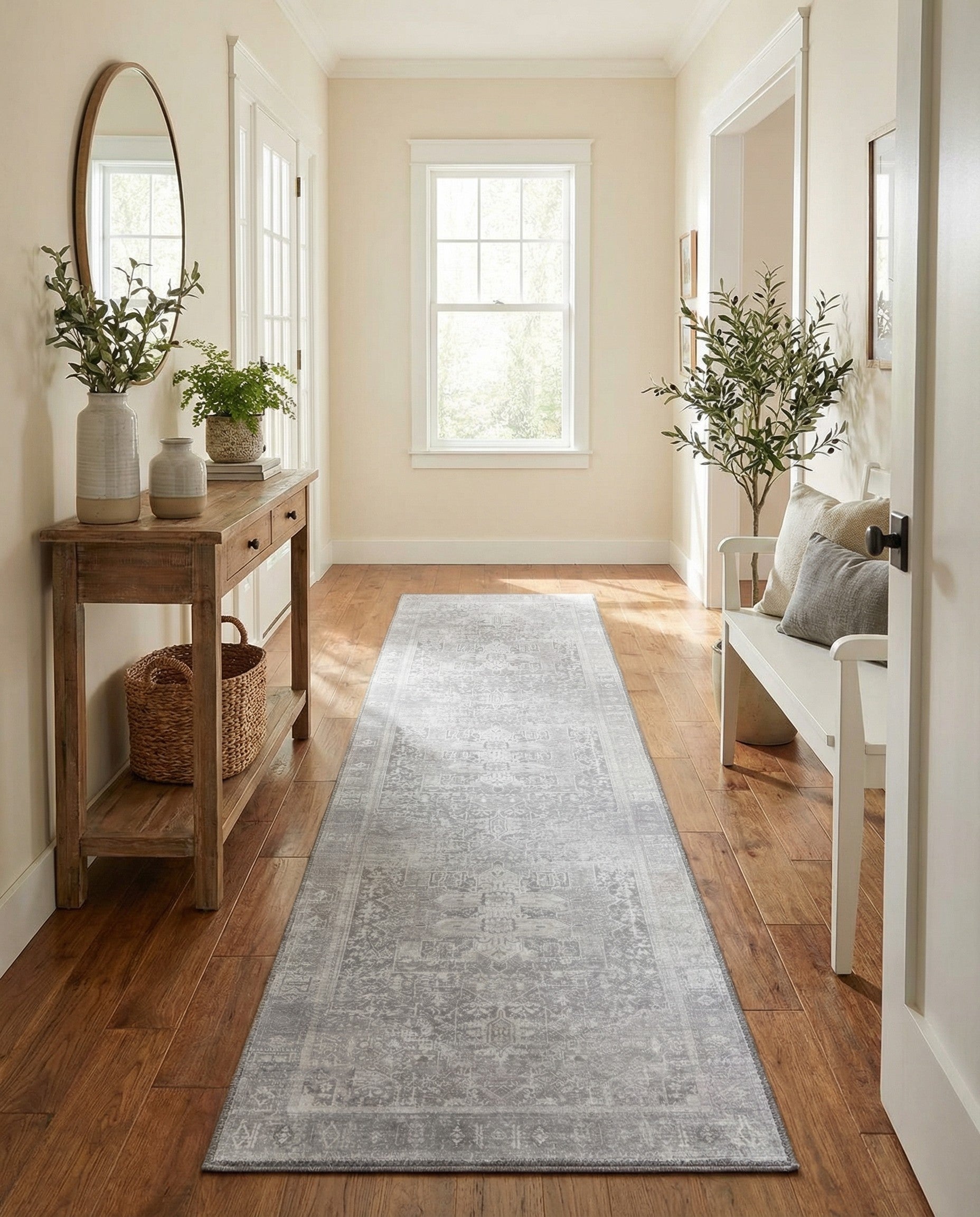 Gray Washable Timeless Runner Rug