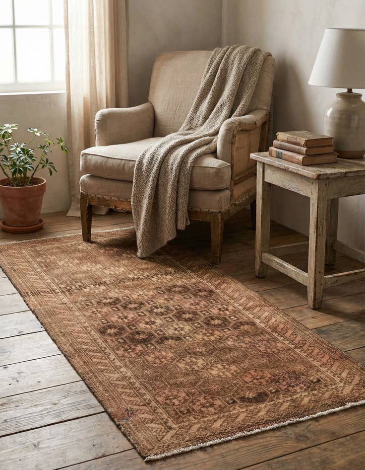 Detail image of 2' 2 x 4' 9  Hand Knotted Ultra Vintage Persian Wool Runner Rug