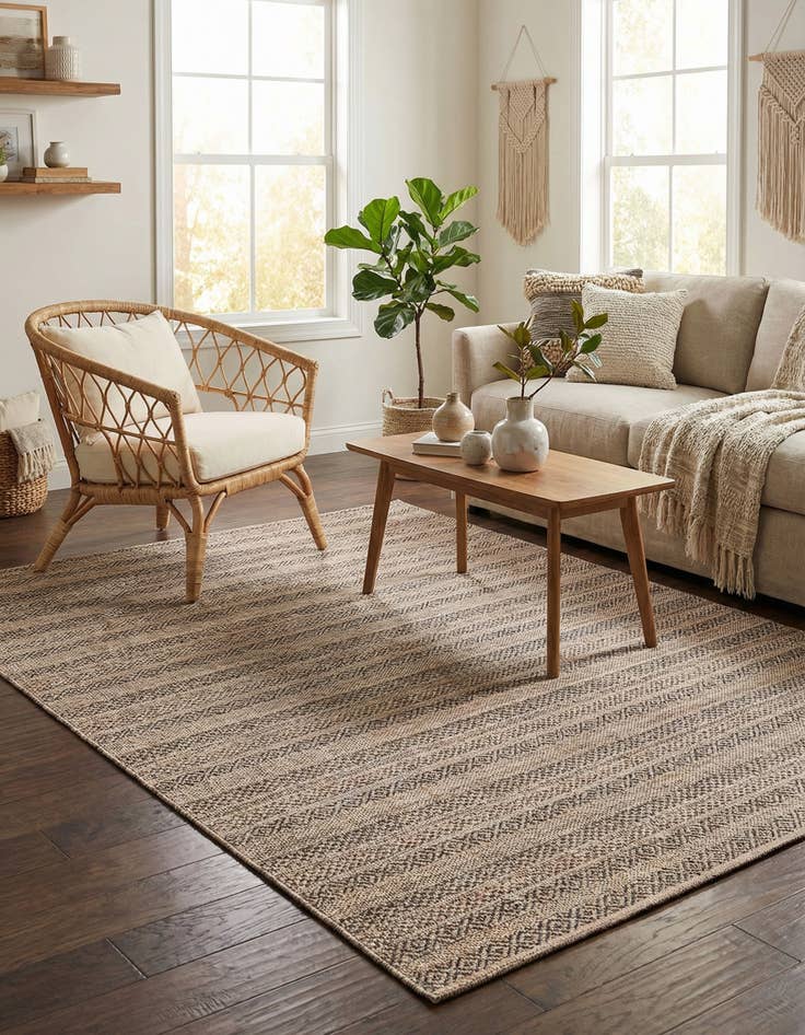 Detail image of 5' 3 x 8' Easy-Clean Striped Indoor / Outdoor Rug