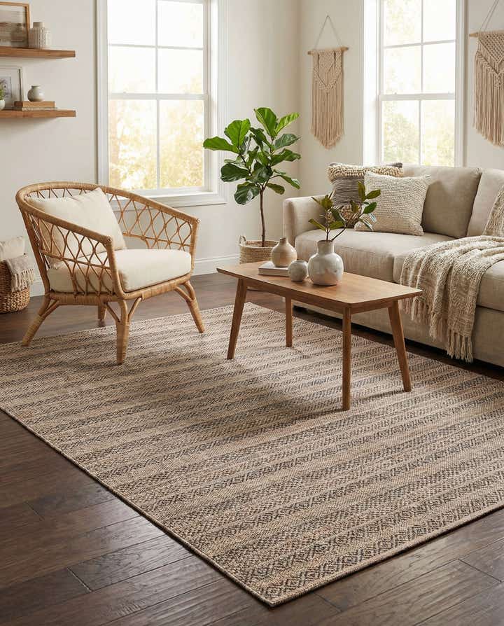 5' 3 x 8' Easy-Clean Striped Indoor / Outdoor Rug