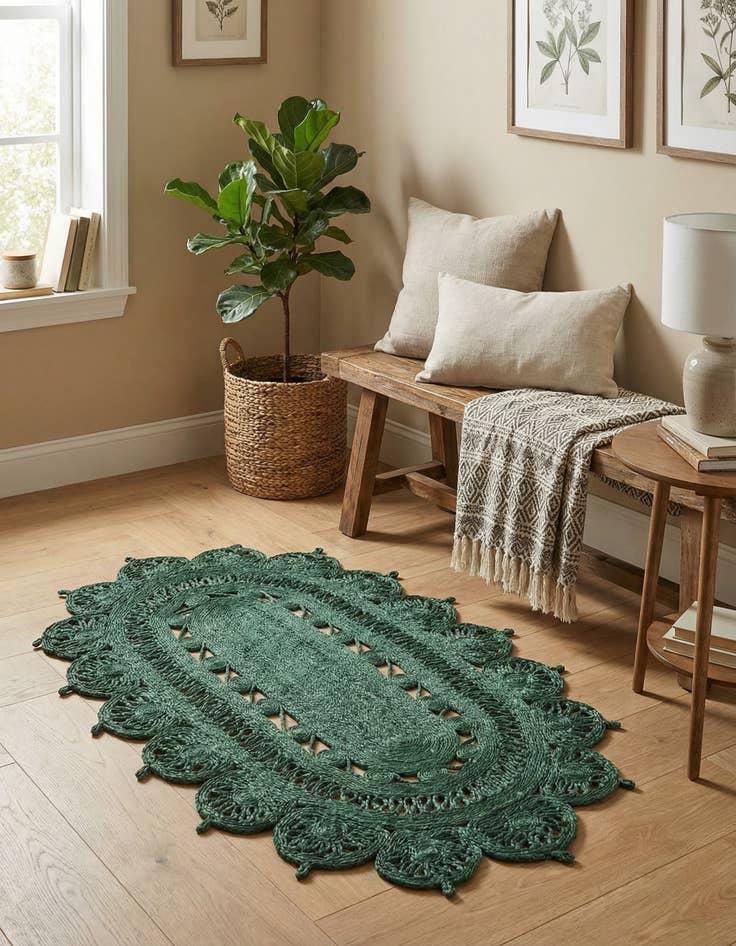 Detail image of 3' 1 x 5' 1  Hand Braided Jute Oval Rug