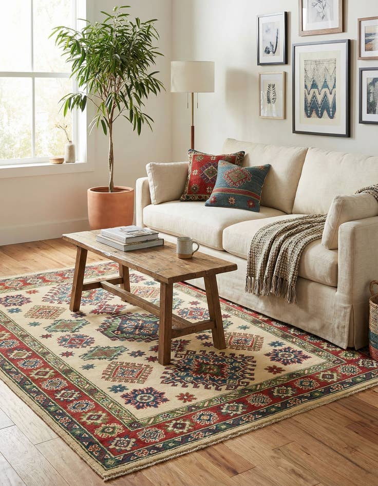 Detail image of 4' x 5' 10  Hand Knotted Kazak Rug