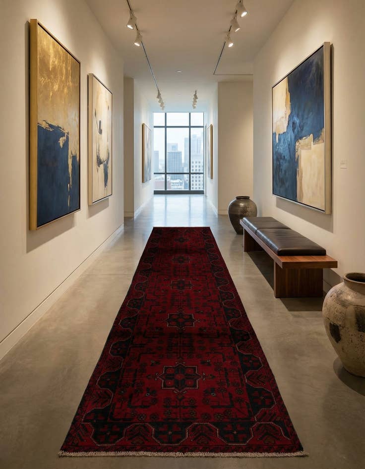 Detail image of  2' 6 x 9' 7  Hand Knotted Khal Mohammadi Wool Runner Rug