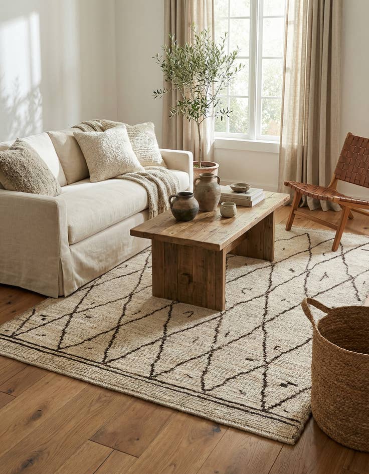 Detail image of  4' 3 x 6'  Hand Knotted Moroccan Wool Rug