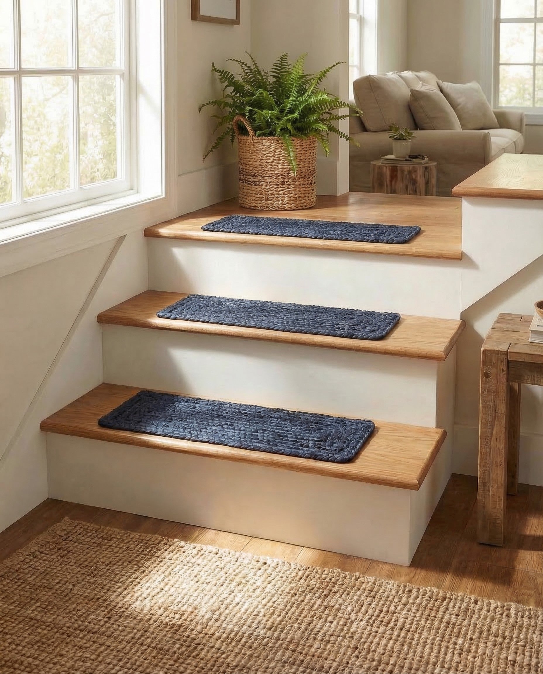 0' 9 x 2' 6 Hand Woven Braided Jute Stair Rug