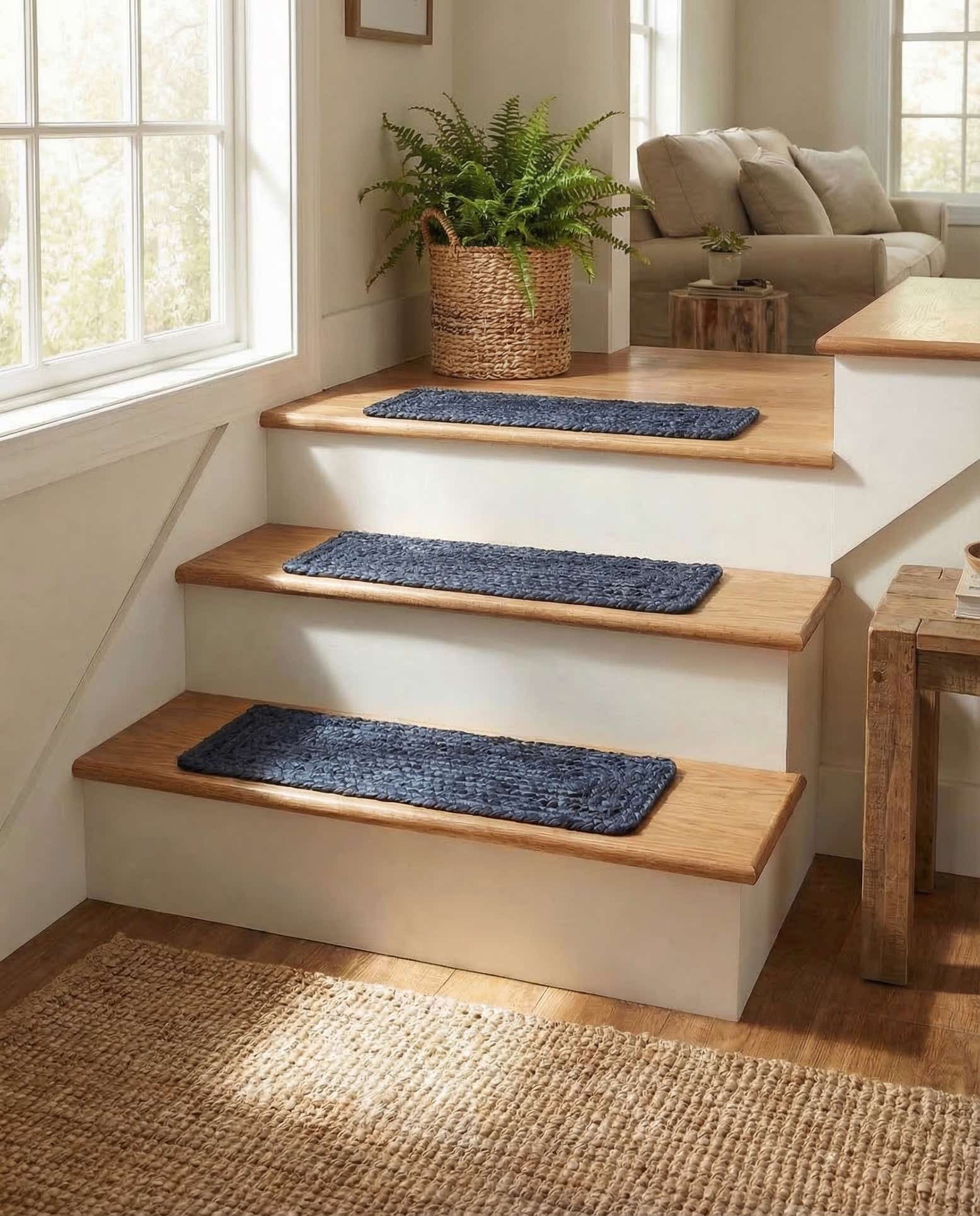 0' 9 x 2' 6 Hand Woven Braided Jute Stair Rug