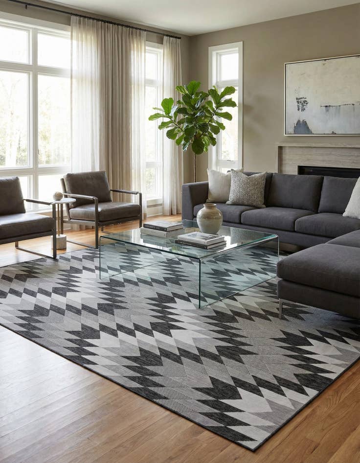 Detail image of 13' x 13' Easy-Clean Modern Indoor / Outdoor Square Rug