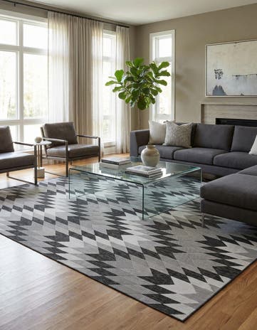13' x 13' Easy-Clean Modern Indoor / Outdoor Square Rug