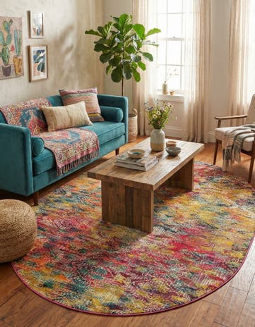 Washable Vivid Oval Rug