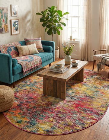 Washable Vivid Oval Rug