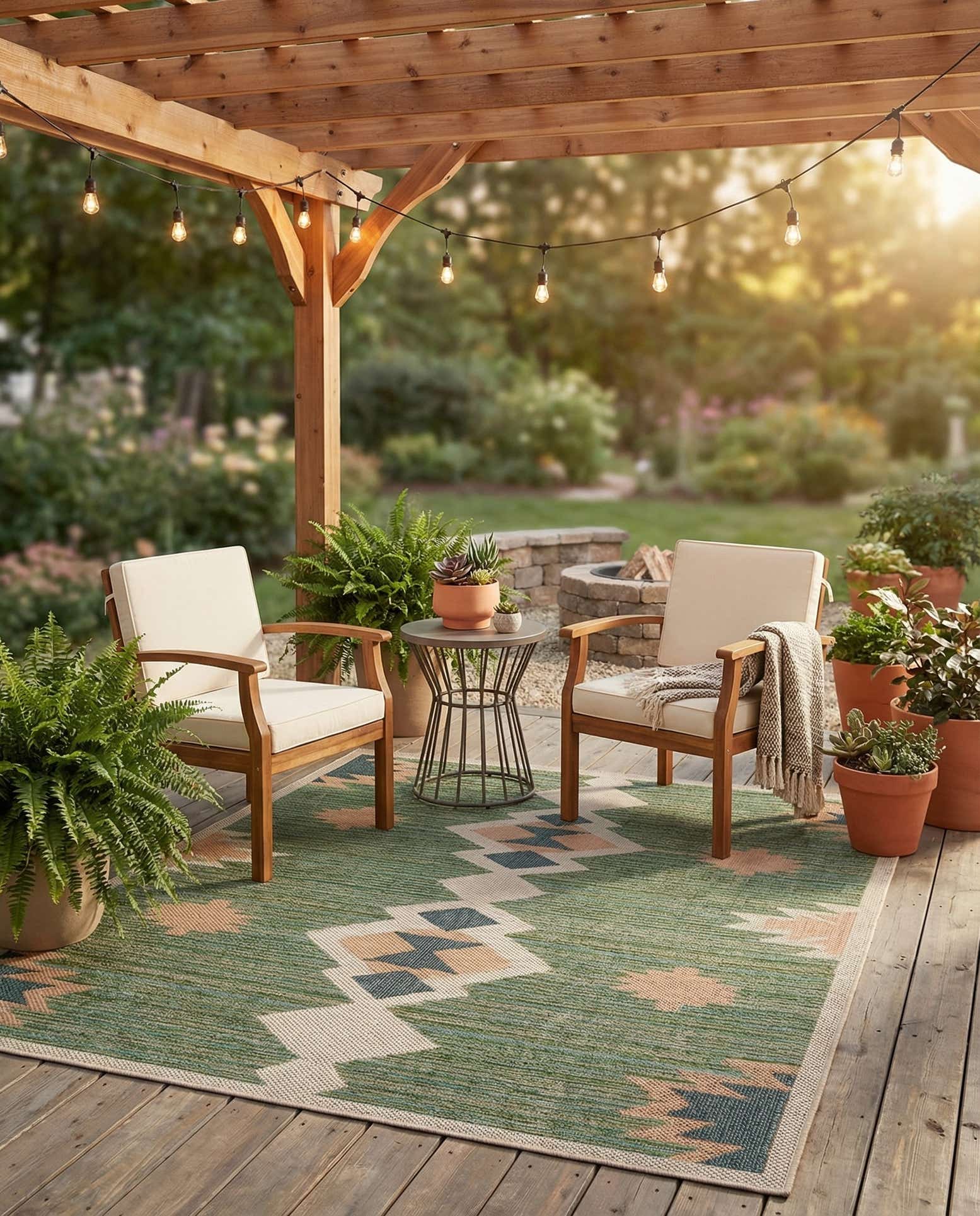 6' x 6' Easy-Clean Baja Indoor / Outdoor Square Rug