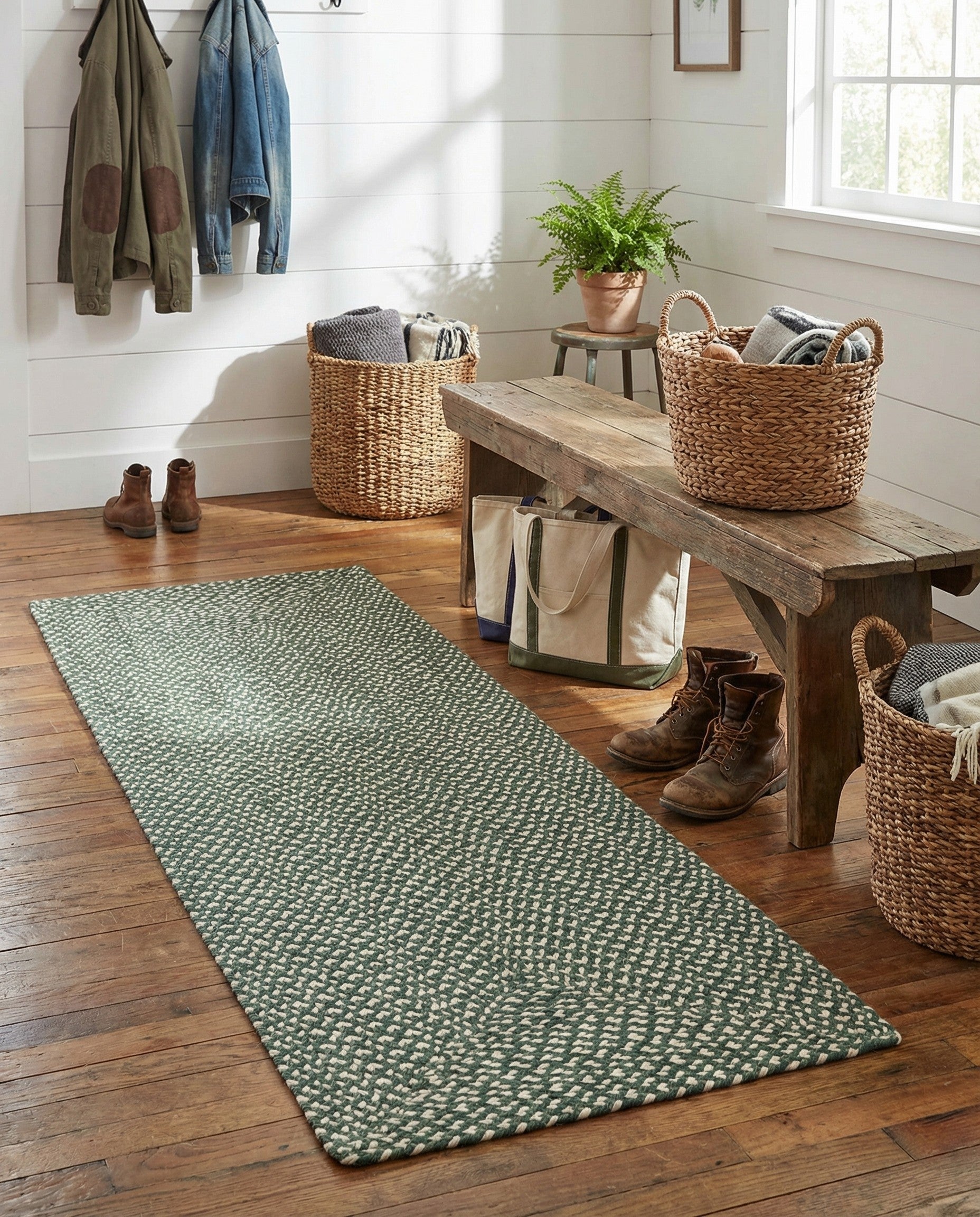  2' x 6' 1  Hand Tweed Braided Jute Runner Rug