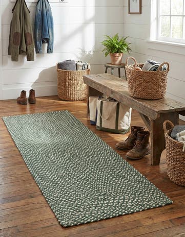 2' x 6' 1 Handmade Tweed Braided Jute Runner Rug