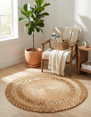 3' 1 x 3' 1 Handmade Braided Jute Round Rug