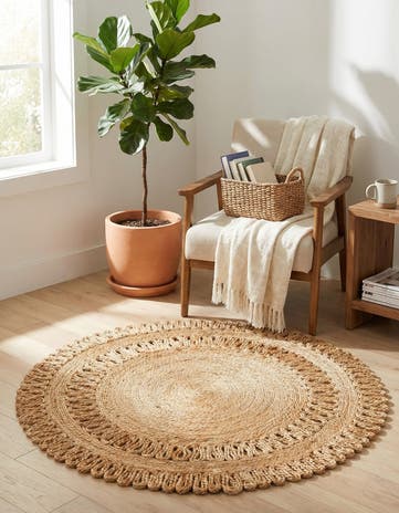 3' 1 x 3' 1 Handmade Braided Jute Round Rug